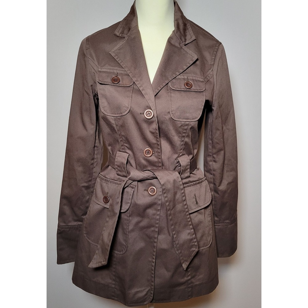 Urban Behavior Womens‎ Belted Jacket Coat Brown Size Medium Missing Button 0084
